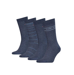 Tommy Hilfiger pánské modrošedé ponožky 4 pack - 43/46 (003)